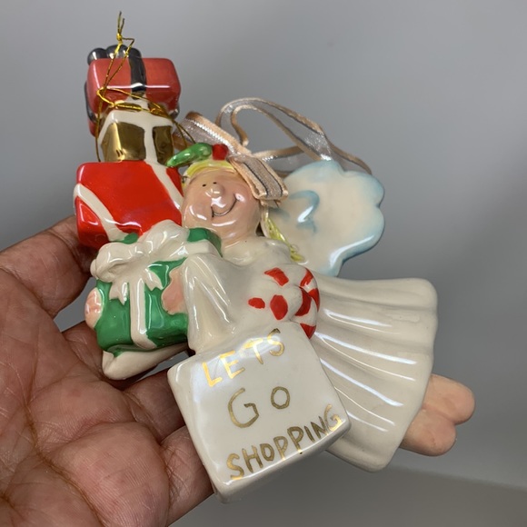 Let’s go shopping ANGEL with gifts Christmas tree ornament decoration used - Picture 8 of 17